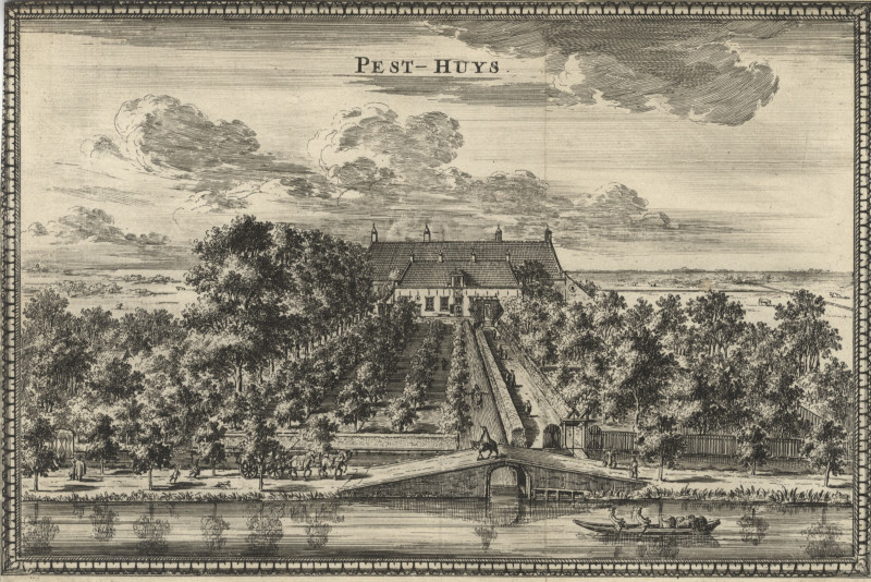 afbeelding van prent Pest-Huys van C. Decker (Delft)