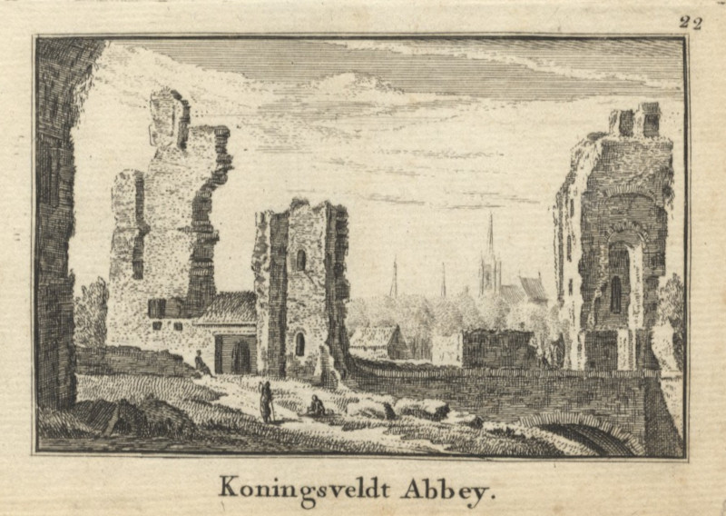 afbeelding van prent Koningsveldt Abbey van A. Rademaker (Delft)