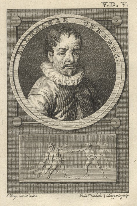 afbeelding van prent Balthazar Gerards van R. Vinkeles en C. Bogerts, naar J. Buys