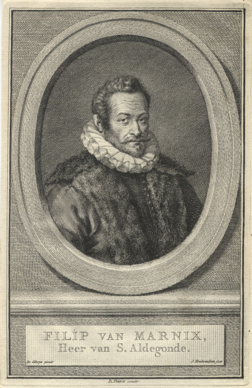 afbeelding van prent Filip van Marnix, Heer van S. Aldegonde van De Gheyn, J. Houbraken (Adel, )