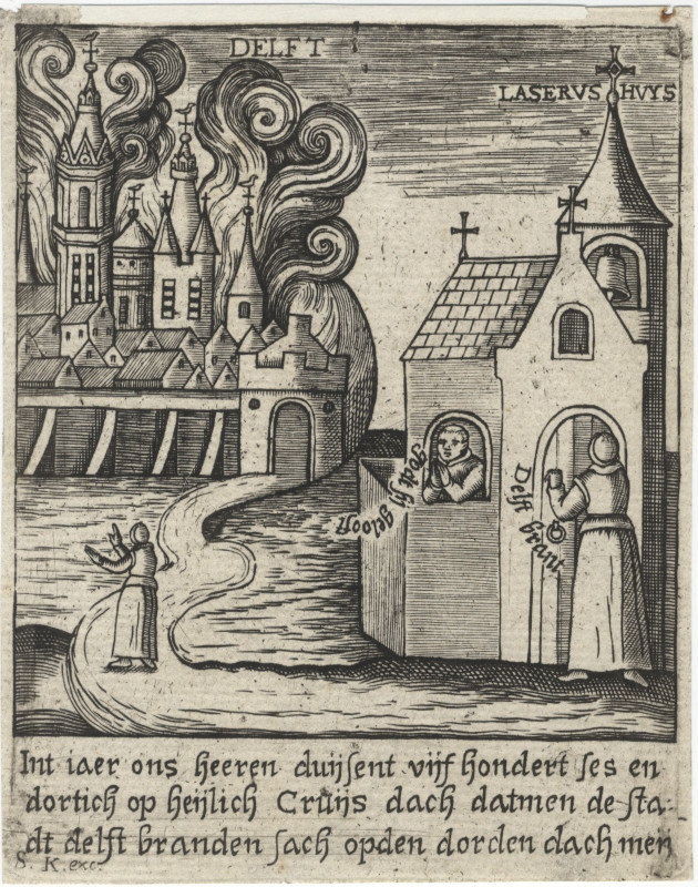 afbeelding van prent Delft brandt van nn, S.K. (Delft)