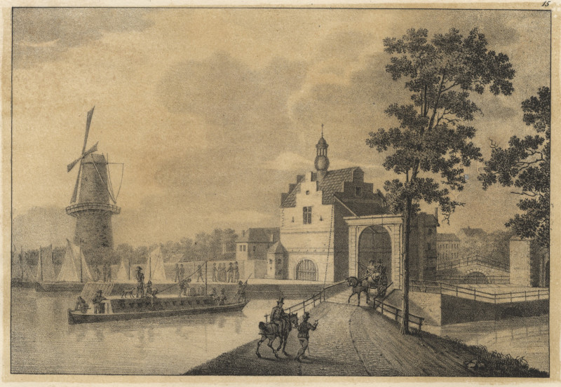afbeelding van prent Porte de Delft (Holl.e) van Jobard (Delft)