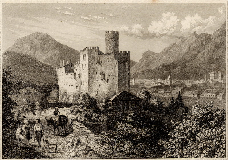 afbeelding van prent Das Alte Schloss von Trient van nn (Trento, Trient)