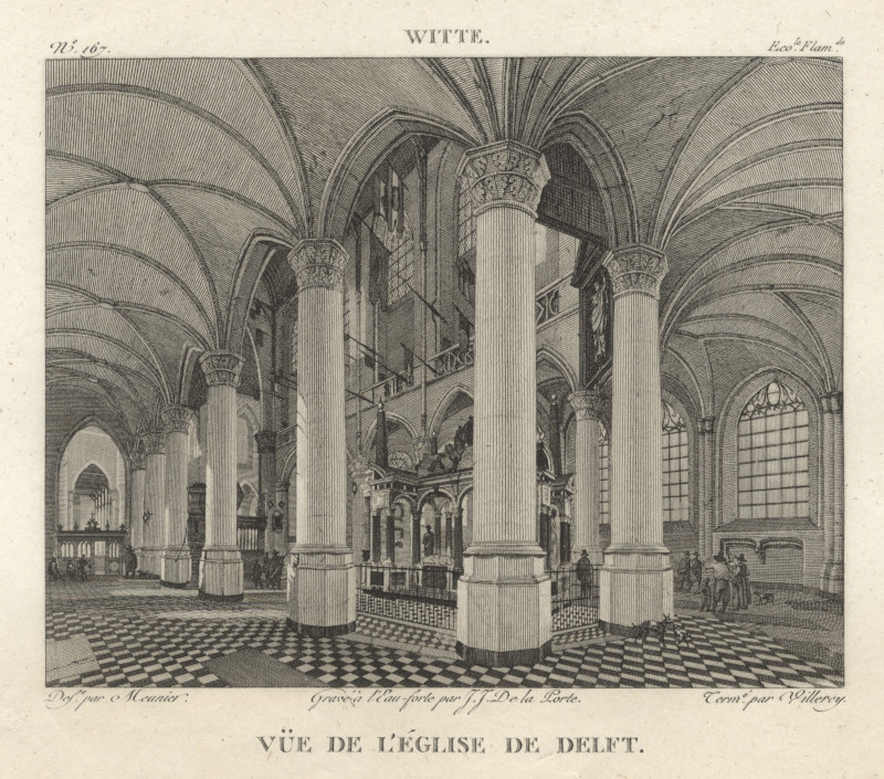 afbeelding van prent Vue de l´Église de Delft van Meunier, J.J. de la Porte, Villeroy (Delft)