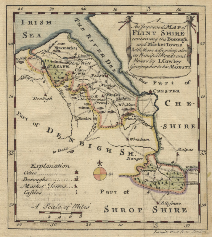 afbeelding van kaart An improved map of Flint Shire containing the Borough and Market Towns van J. Cowley