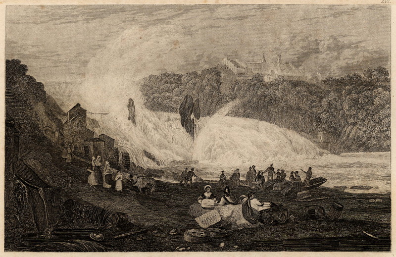 afbeelding van prent Der Rheinfall, La chute du Rhin, Wodospad Renu Pod Szafhuza van nn (Schaffhausen)