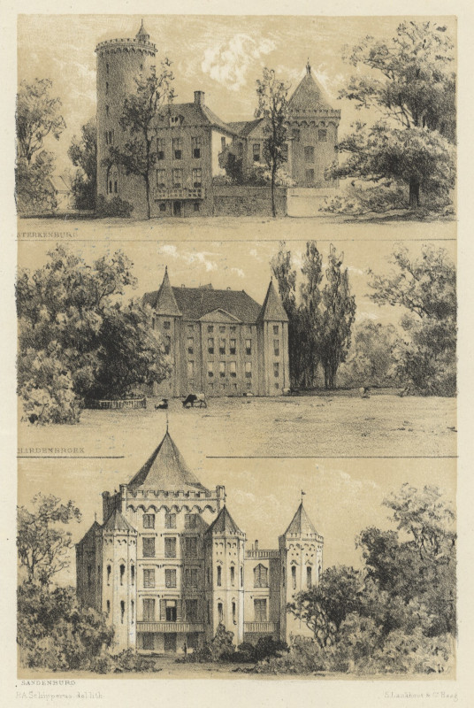 afbeelding van prent Sterkenburg, Hardenbroek, Sandenburg van P.A. Schipperus (Driebergen-Rijsenburg) afbeelding van prent Sterkenburg, Hardenbroek, Sandenburg van P.A. Schipperus (Driebergen-Rijsenburg)