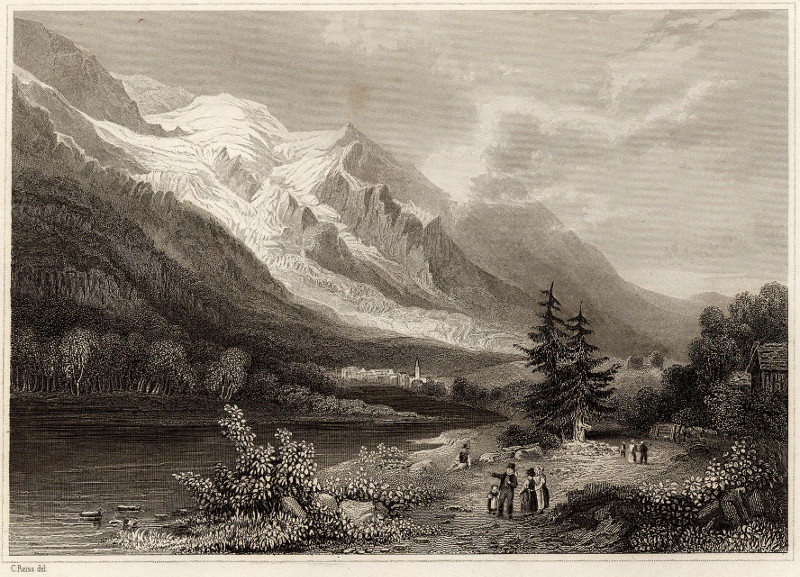 afbeelding van prent Chamouni in der Schweiz van C. Reiss (Chamonix, Chamouni)