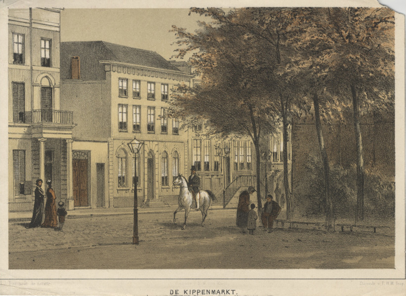 afbeelding van prent De Kippenmarkt van G.J. Bos, P.W.M. Trap (Arnhem)