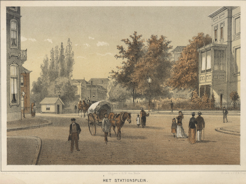 afbeelding van prent Het Stationsplein van G.J. Bos, P.W.M. Trap (Arnhem)