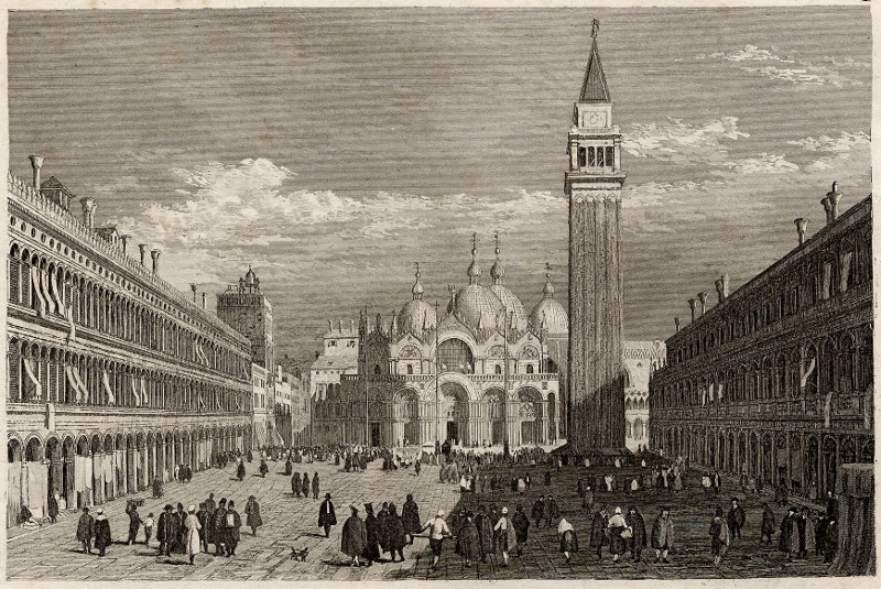 afbeelding van prent Sz Mark Piacza, Place de St - Marc a Venise, St Markusplatz van nn (Venice, Venezia, Venise, Venetiam Venezsia)