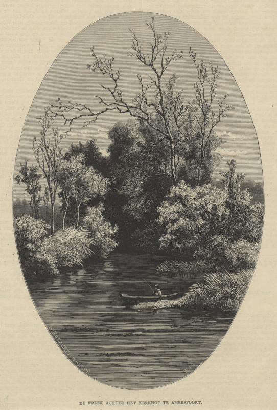 afbeelding van prent De kreek achter het kerkhof te Amersfoort van H. Bogaerts, Walter (Amersfoort)