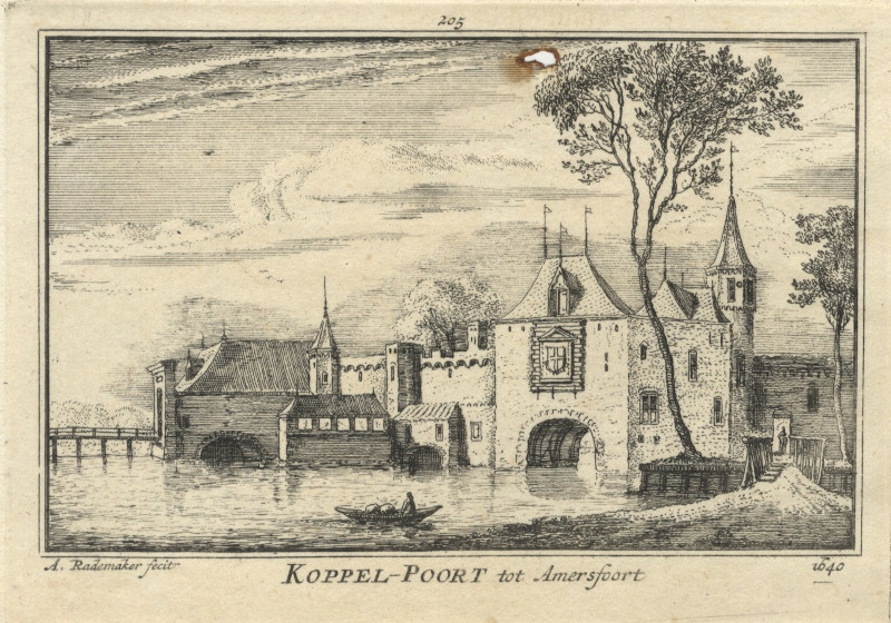 afbeelding van prent Koppel-Poort tot Amersfoort 1640 van A. Rademaker (Amersfoort)
