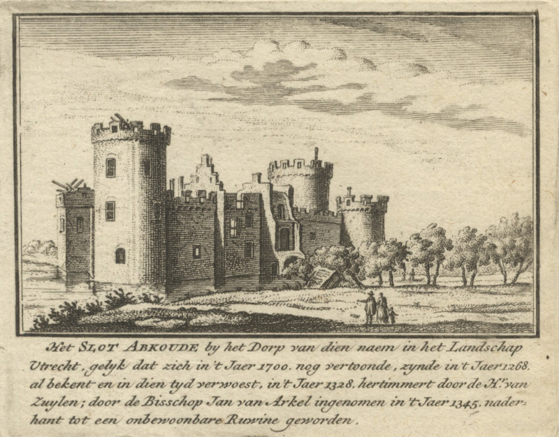 afbeelding van prent Het Slot Abkoude by het Dorp van dien naem in het Landschap Utrecht van nn naar Hendrik Numan (Abcoude)