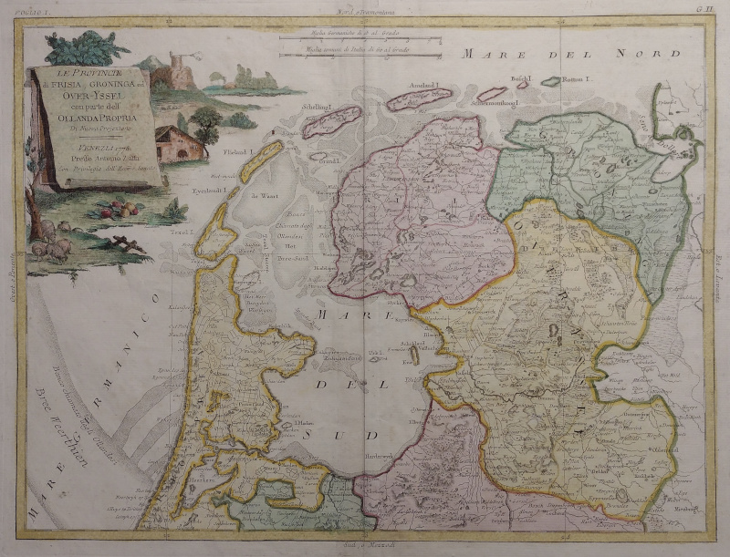 afbeelding van kaart Le Provincie di Frisia, Groninga ed Over-Yssel con parte dell´ Ollanda Propria van Antonio Zatta