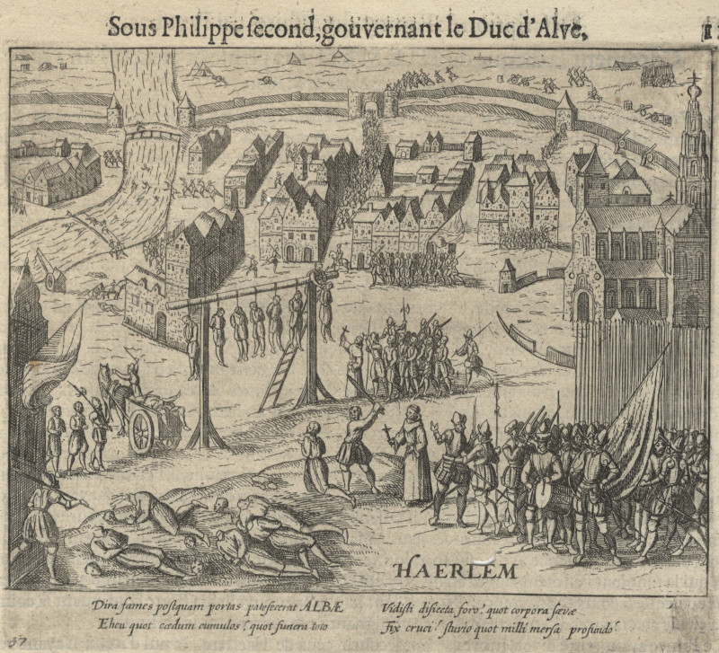 afbeelding van prent Haarlem: Sous Philippe second, gouvernant le Duc d´Alve van W. Baudartius (Haarlem)