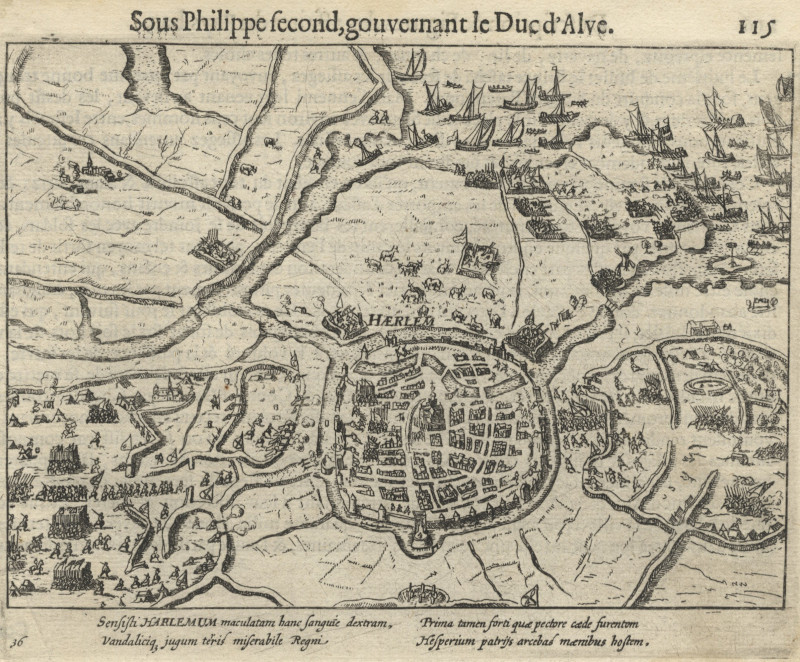 afbeelding van prent Haarlem: Sous Philippe second, gouvernant le Duc d´Alve van W. Baudartius (Haarlem)