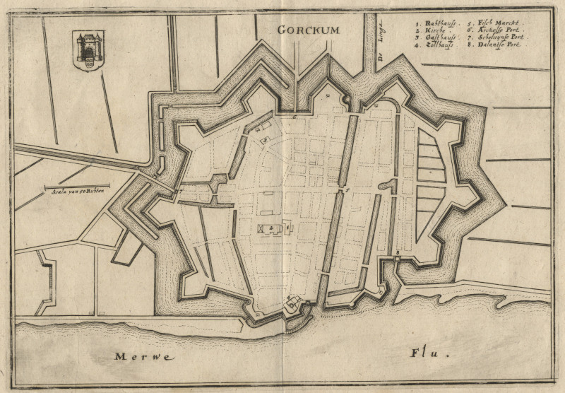 afbeelding van plattegrond Gorckum van M. Merian (Gorinchem)