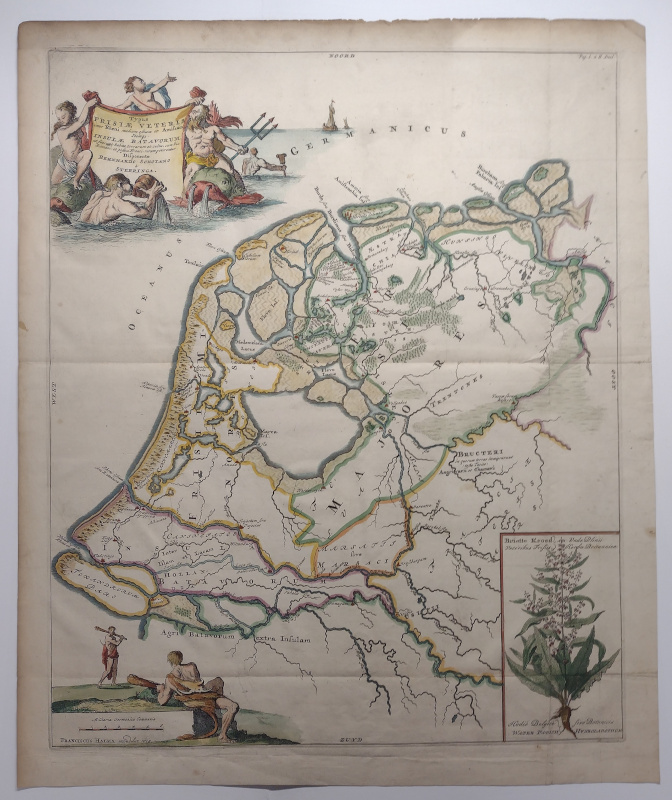 afbeelding van kaart Typus Frisiae Veteris, inter Rheni medium ostium et Amisiam itemque van C. Luyken naar de kaart van Schotanus