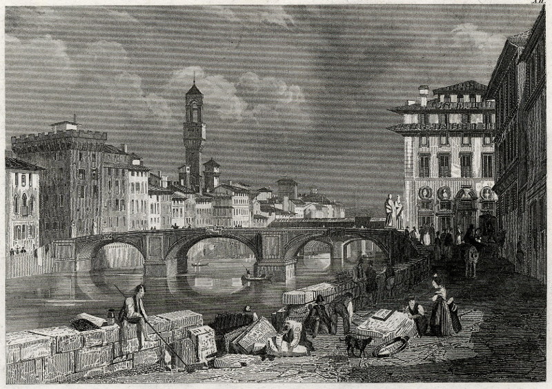 afbeelding van prent Szantharomsag Hida Florenzben, Ponte Santa Trinita a Florence van nn (Firenze, Florence)
