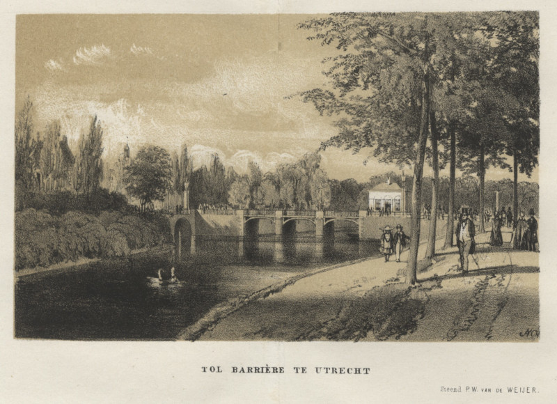 afbeelding van prent Tol Barrière te Utrecht van P.W. van de Weijer (Utrecht)