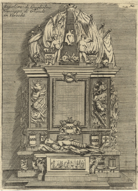 afbeelding van prent Sepolcro di Guglielmo Giuseppe di Ghendt in Utrecht van P. Coronelli (Utrecht)