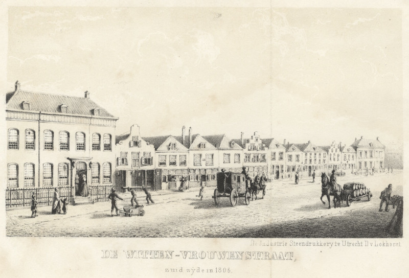 afbeelding van prent De Witten-Vrouwenstraat, zuid zyde in 1806 van D. van Lokhorst (Utrecht)