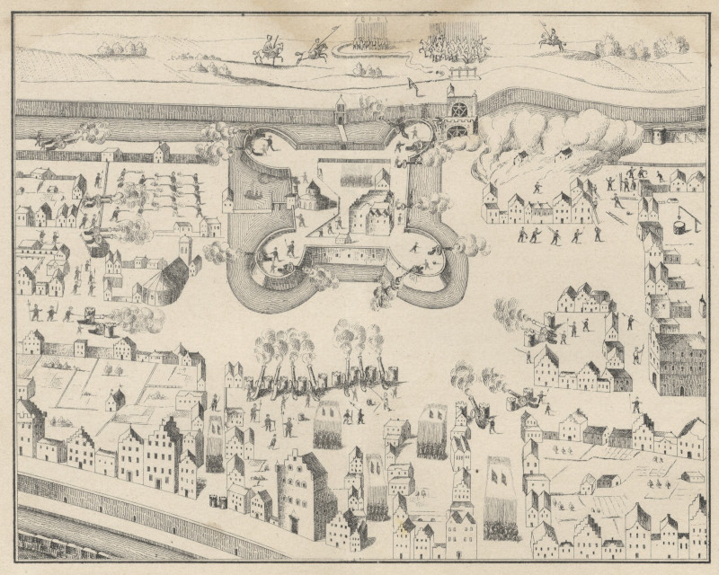 afbeelding van prent De Belegering van het kasteel Vredenburg, door de Utrechtsche Burgers van nn naar Pieter Bor (Utrecht)