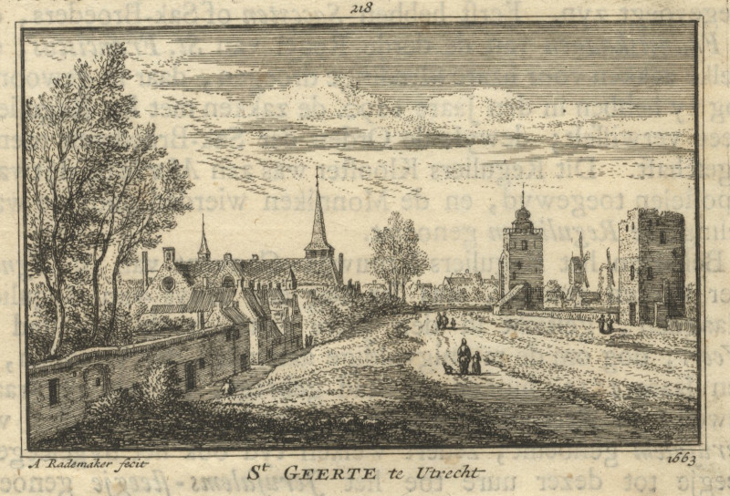 afbeelding van prent St. Geerte te Utrecht 1663 van A. Rademaker (Utrecht)