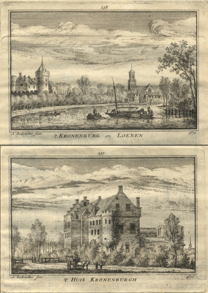 afbeelding van prent &acute;t Kronenburg en Loenen; &acute;t Huis Kronenburgh van A. Rademaker (Loenen aan de Vecht)