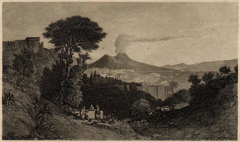 afbeelding van prent Neapel van nn (Napoli, Napule, Napels, Vesuvius)