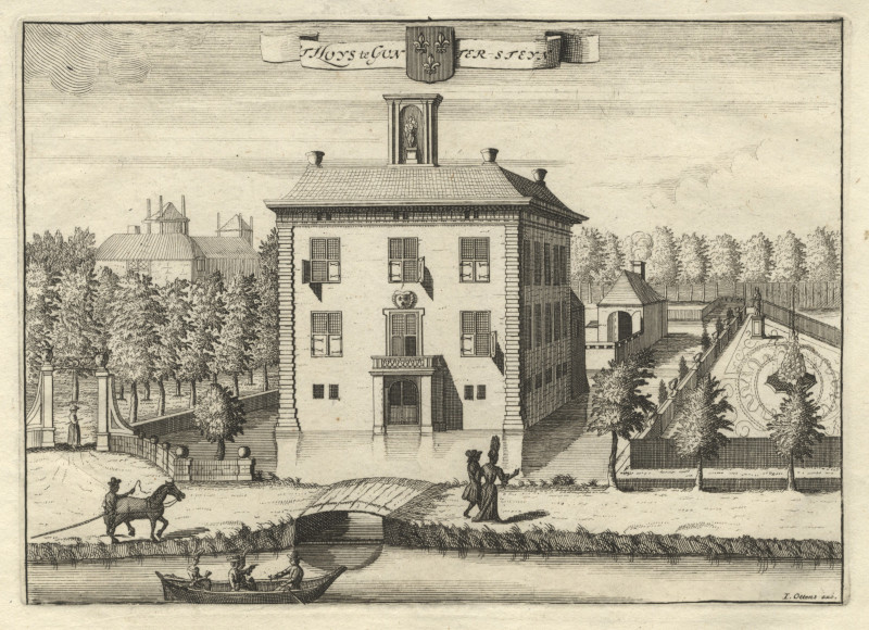 afbeelding van prent ´t Huys te Gunter-Steyn van nn, J. Ottens (Breukelen)