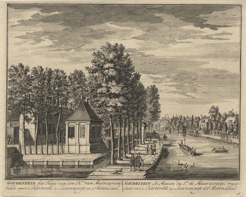 afbeelding van prent Goudestein, het Huis van een Hr. van Maersseveen, siende naer &acute;t Harteveld.. van D. Stoopendaal (Maarssen)