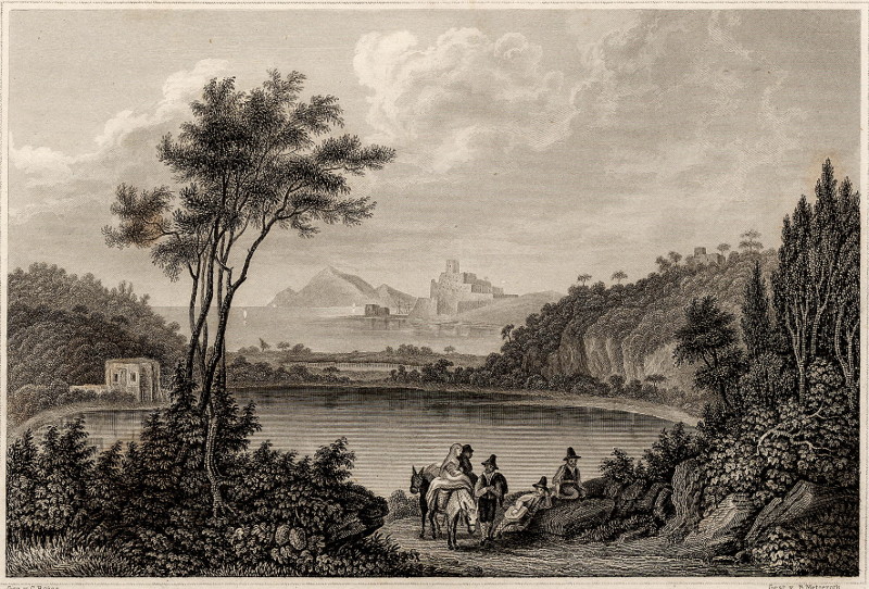 afbeelding van prent Lago d´ Averno van C. Reiss, b. Metzeroth (Averno)