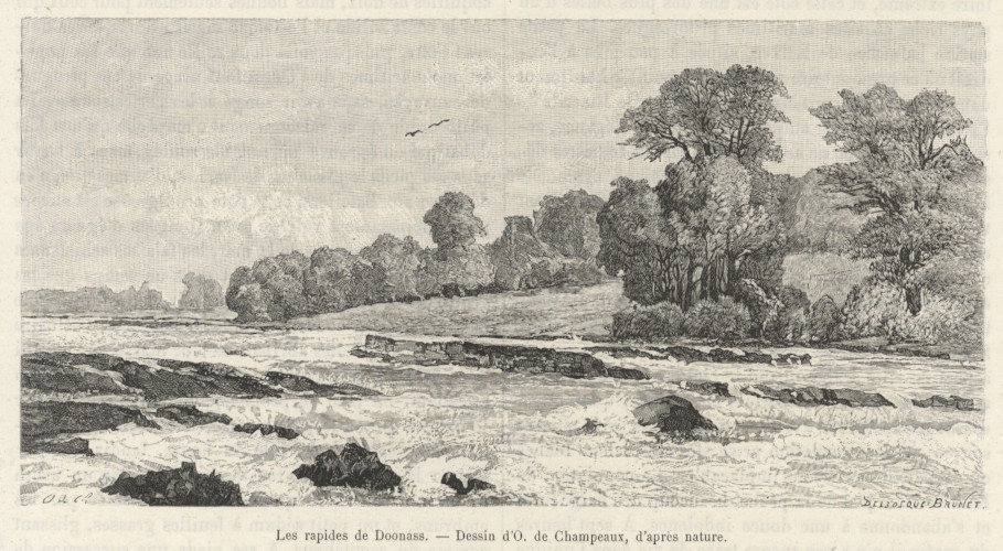 afbeelding van prent Les rapides de Doonass van Delbosque Brunet, O. de Champeaux (Doonass)