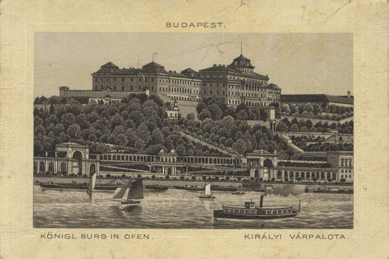 afbeelding van prent Budapest, Königl. burg in ofen, Királyi vár palota van nn (Boedapest)