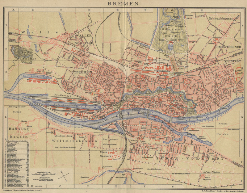 afbeelding van plattegrond Bremen van F.A. Brockhaus (Bremen)