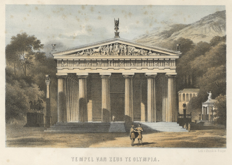 afbeelding van prent Tempel van Zeus te Olympia van Emrik & Binger (Athene)