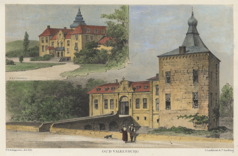 afbeelding van prent Neuborg, Oud Valkenburg van P.A. Schipperus (Oud-Valkenburg)