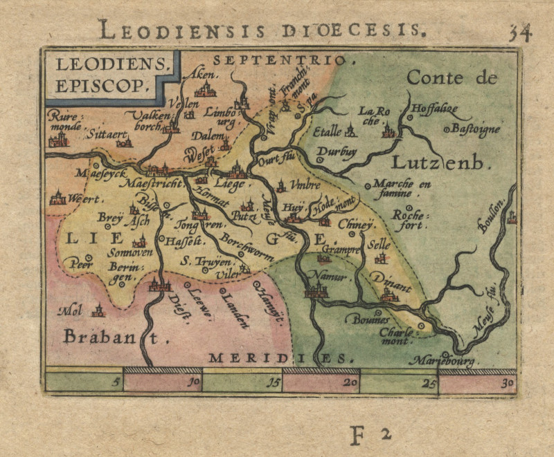 afbeelding van plattegrond Leodiensis Dioecesis van A. Ortelius, P. Galle (Luik)