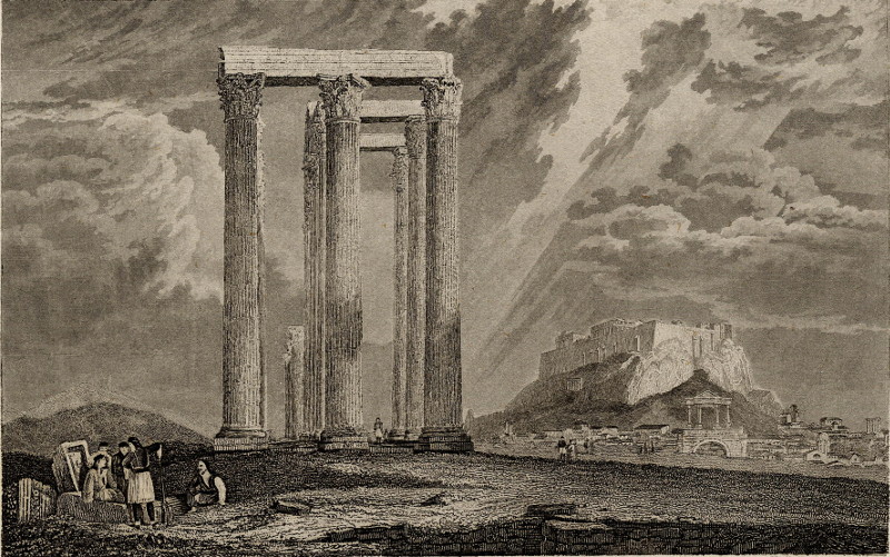afbeelding van prent Athen von den Ruinen des Jupiter-Tempels aus. van nn (Athen, Athens, Athina)