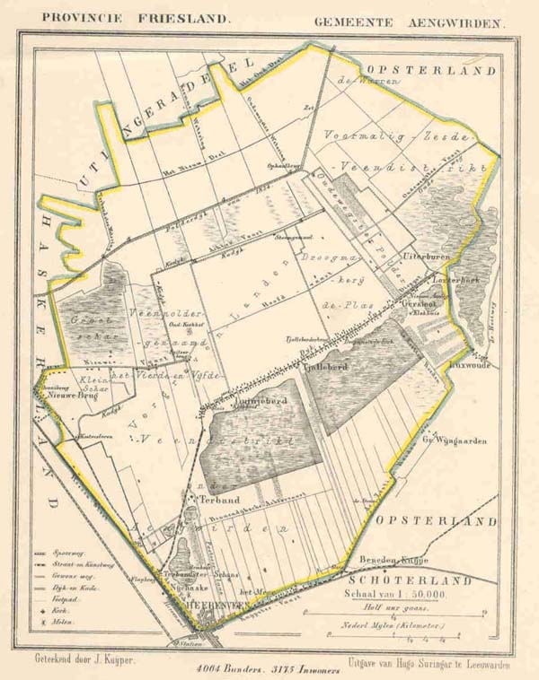 afbeelding van Kuyperkaart Gemeente Aengwirden van Kuyper (Kuijper)