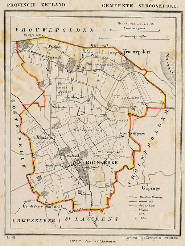 afbeelding van Kuyperkaart Gemeente Serooskerke (Walcheren) van J Kuyper