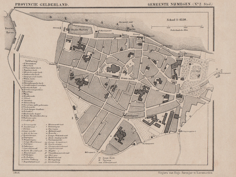 afbeelding van Kuyperkaart Nijmegen (plattegrond der stad) van Kuyper (Kuijper)