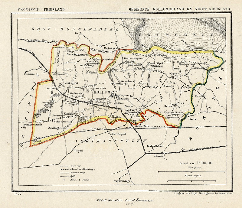 afbeelding van Kuyperkaart Gemeente Kollumerland en Nieuw-Kruisland van Kuyper (Kuijper)