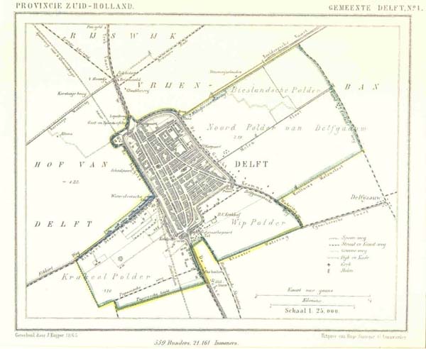 afbeelding van Kuyperkaart Gemeente Delft HERDRUK van Kuyper (Kuijper)