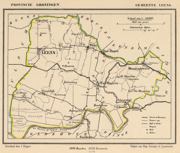 afbeelding van Kuyperkaart Gemeente Leens van Kuyper (Kuijper)