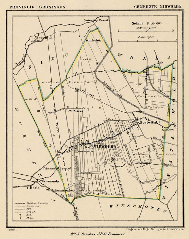 afbeelding van Kuyperkaart Gemeente Midwolda van Kuyper (Kuijper)