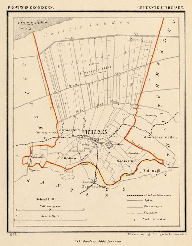 afbeelding van Kuyperkaart Gemeente Uithuizen van Kuyper (Kuijper)