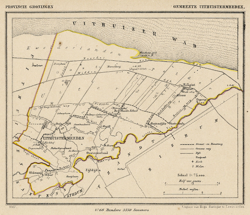 afbeelding van Kuyperkaart Gemeente Uithuistermeeden (Uithuizermeeden) van Kuyper (Kuijper)